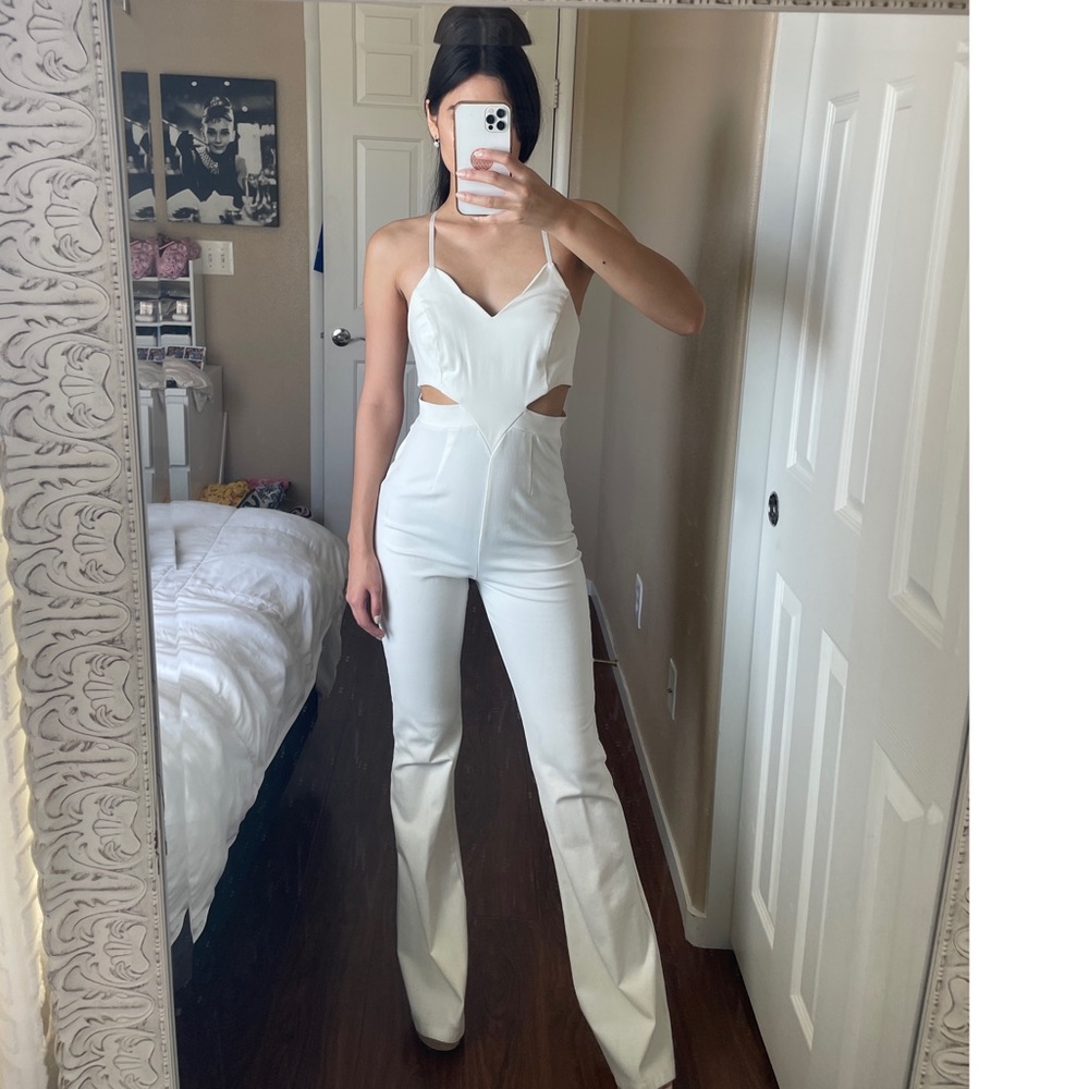 Cut out white jumpsuit